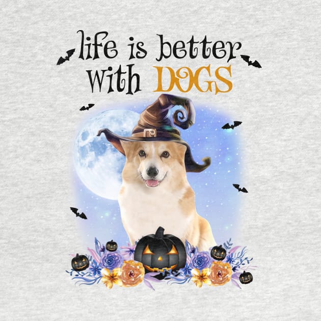 Corgi Witch Hat Life Is Better With Dogs Halloween by Marcelo Nimtz